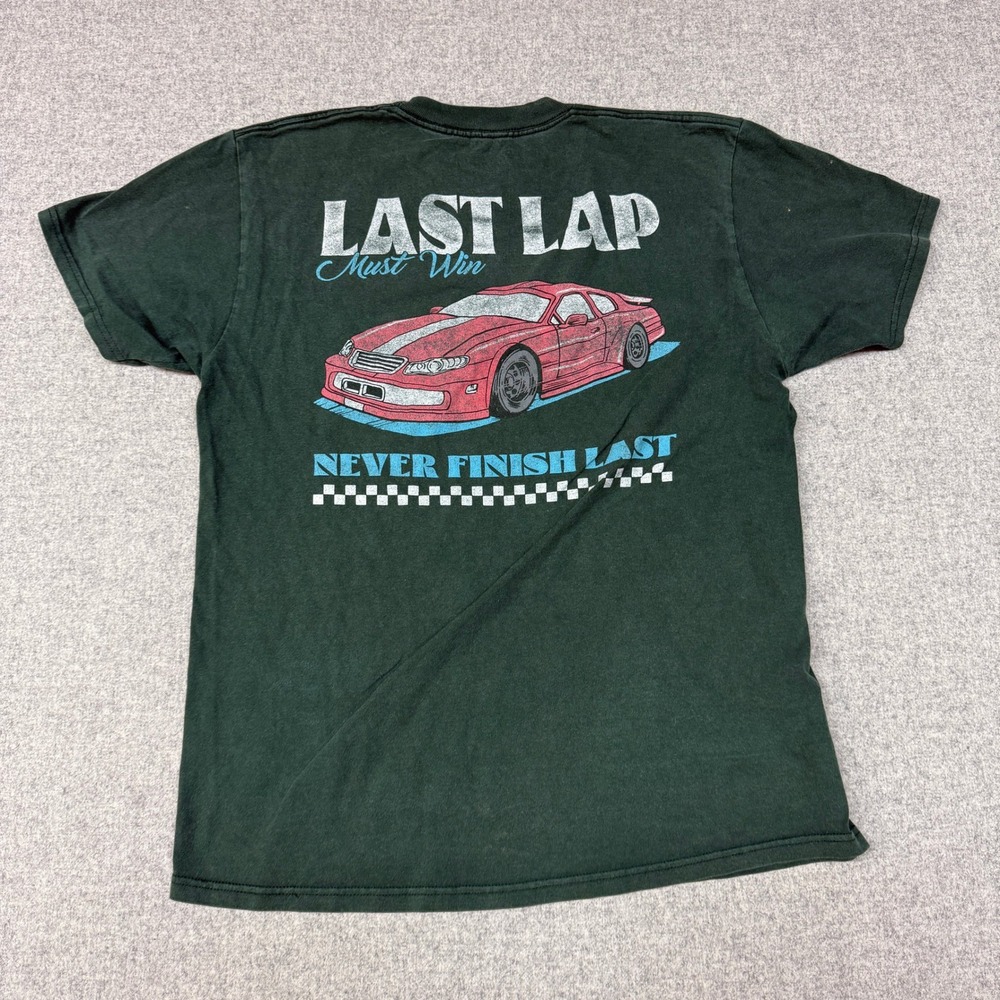 Eighty Eight Brand Racing Graphic T-Shirt Large Green Last Lap Car Streetwear